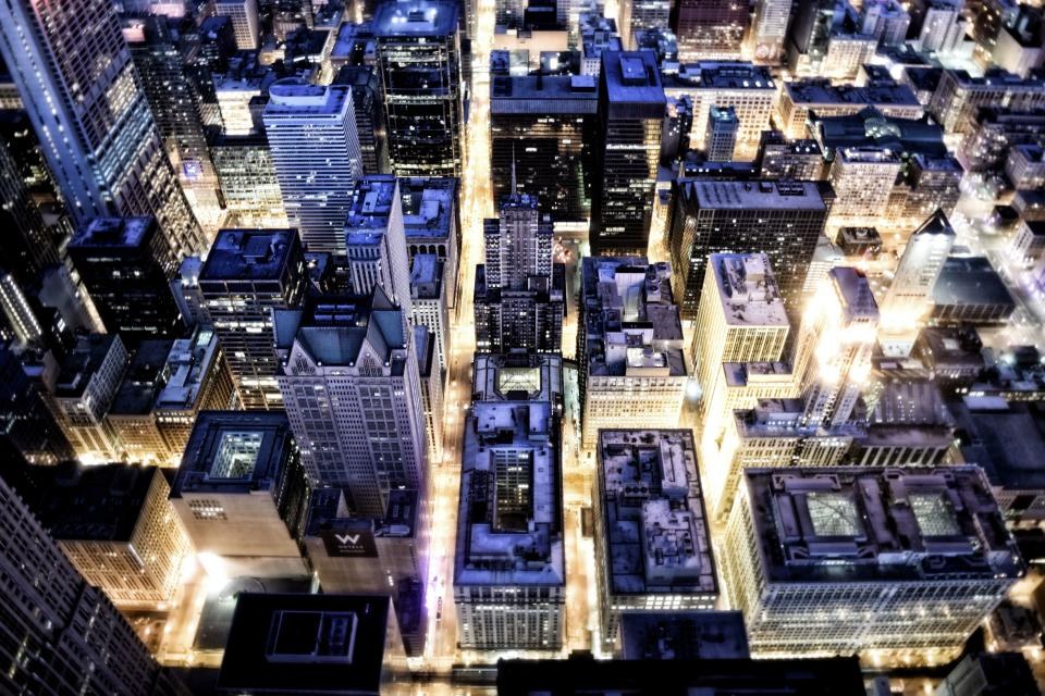 City at night aerial