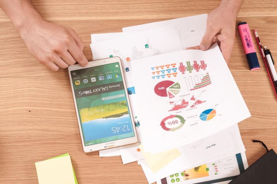 Tablet with charts